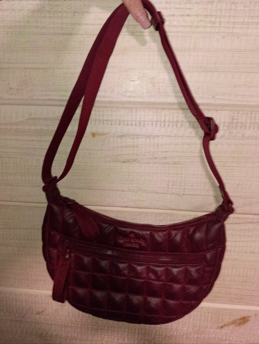 Quilted Burgundy Crossbody Bag - Women's Shoulder Bag